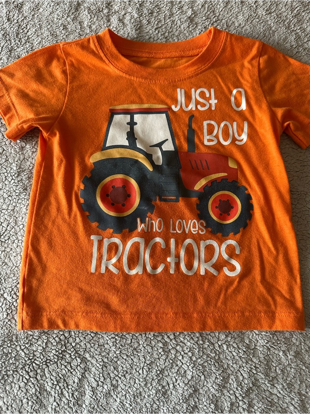 Orange Boys' Short Sleeve Tee with Tractor Graphic
